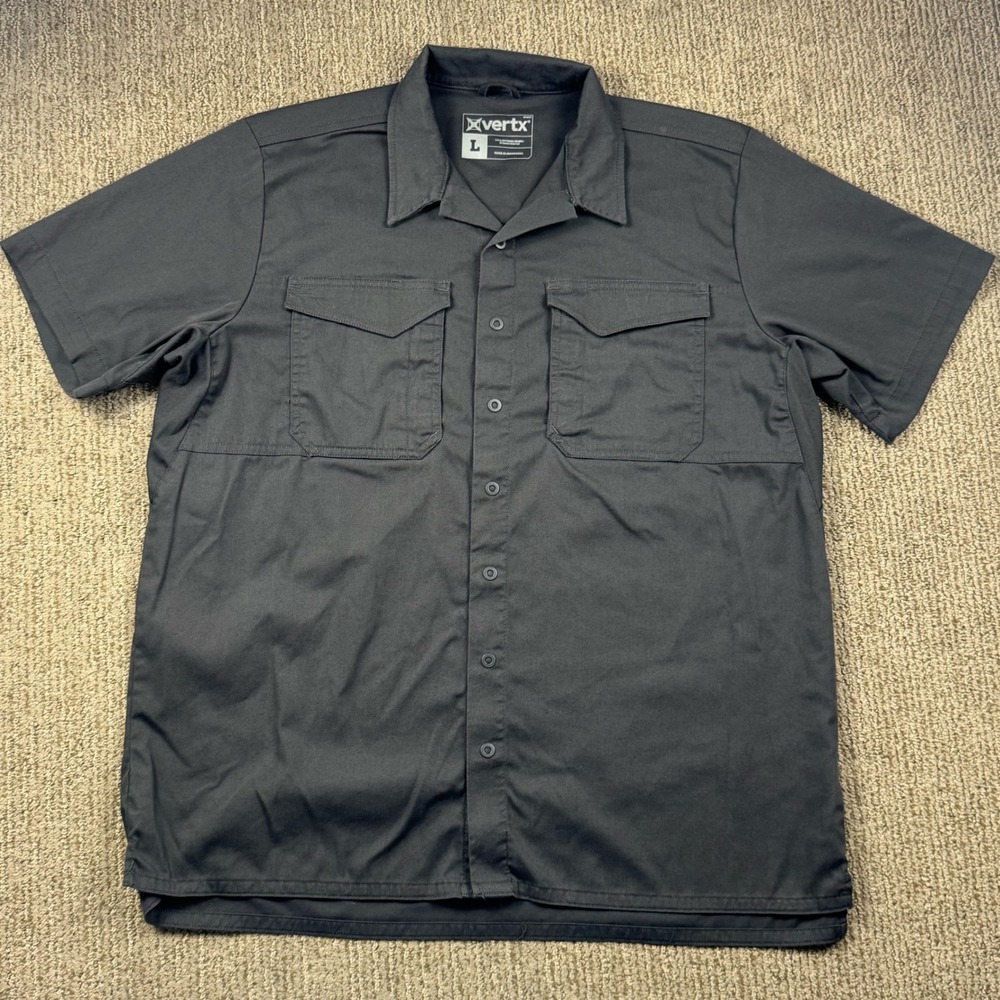 Vertx Mens L Machinehead Tactical Short Sleeve Button Down Shirt Grey